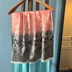 Elegant Pink and Black Floral Scarf